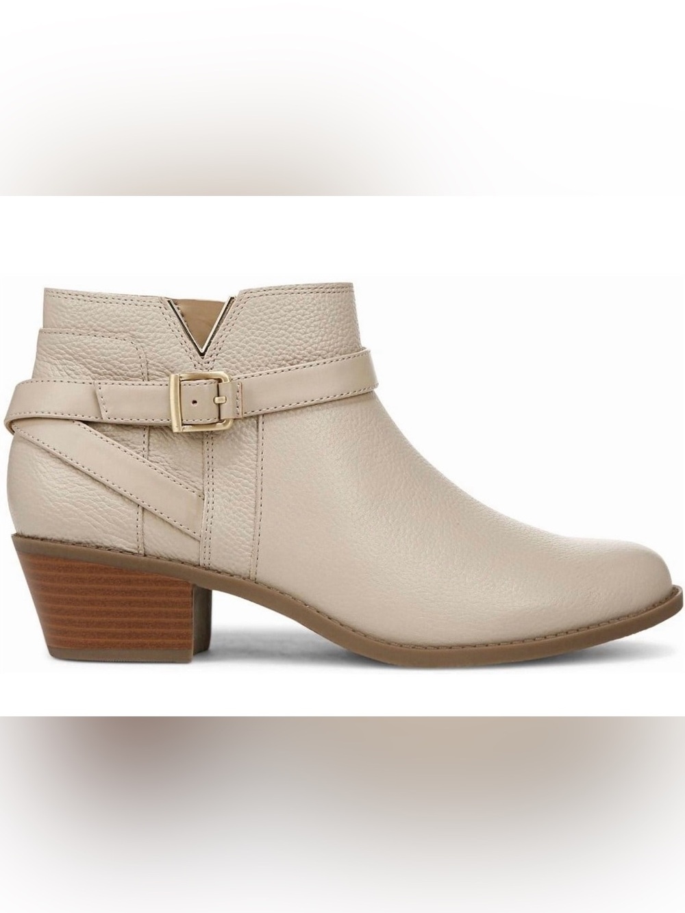 Vionic Cream Leather Ankle Bootie with Buckle Size 7 - Picture 3 of 16